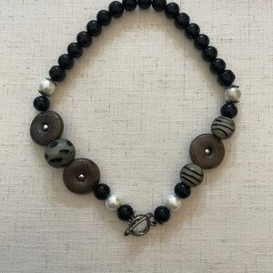 Elegant Black and Gray Beaded Necklace